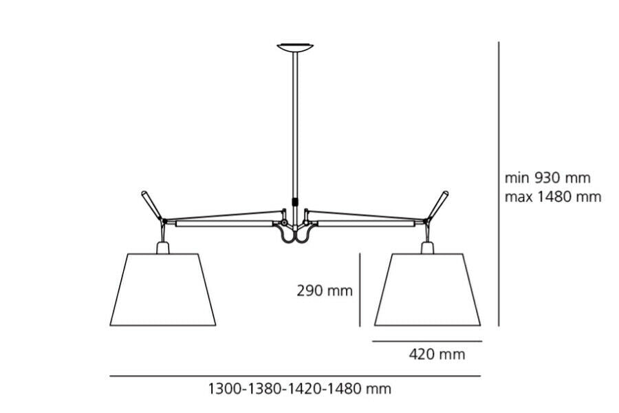 Artemide Tolomeo Basculante Sospensione 2 bracci