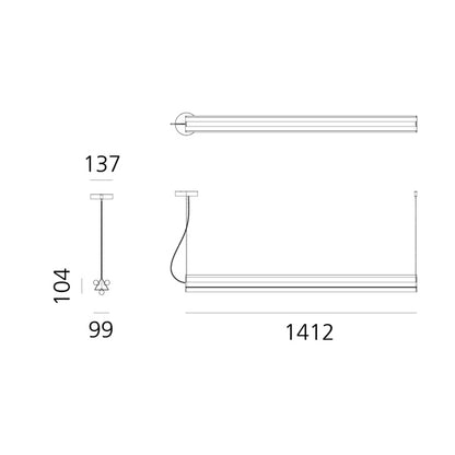 Artemide Dreispitz Sospensione Orizzontale 3 Diffused - 150