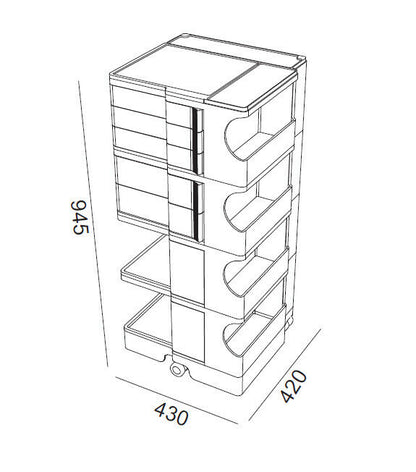 B-LINE - Boby - Carrello Contenitore 5 cassetti h 94,5