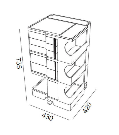 B-LINE - Boby - Container trolley 5 drawers h 73.5